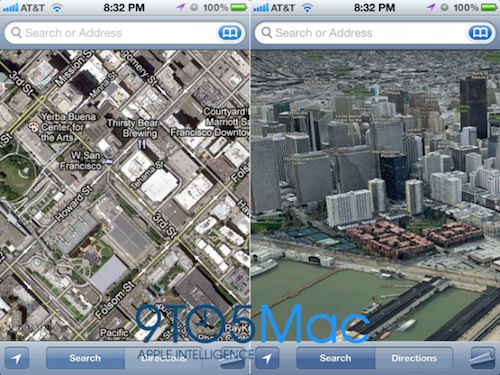 Apple 3D Maps Mock-Up 3D Maps Mock-Up with Google Street View (Left) and 3D Mapping Software (Right)