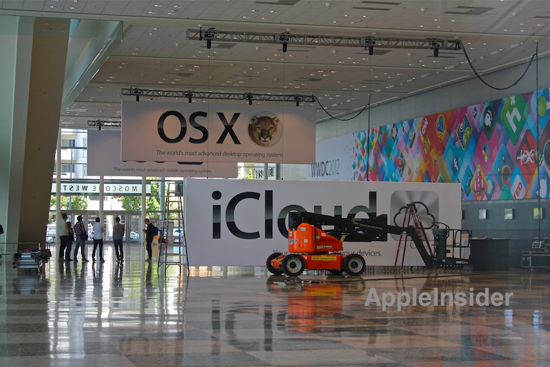 WWDC WWDC 2012 iOS, OS X & iCloud Banners Erected by Workers