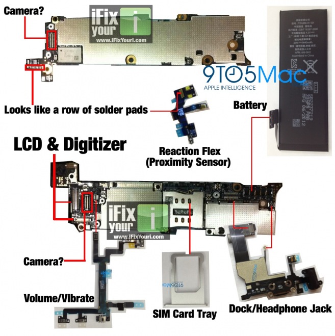 iphone 5 parts identified in internal diagram