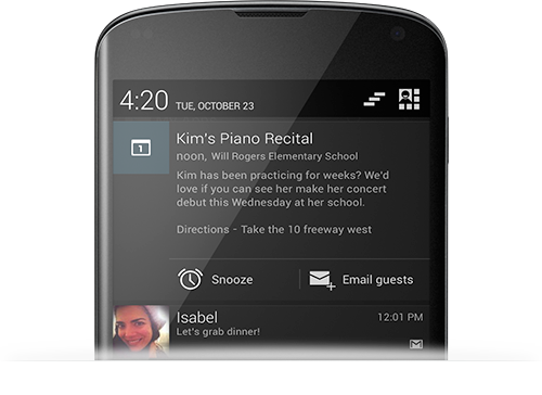 Android Jelly Bean Notifications 4.2 Notifications