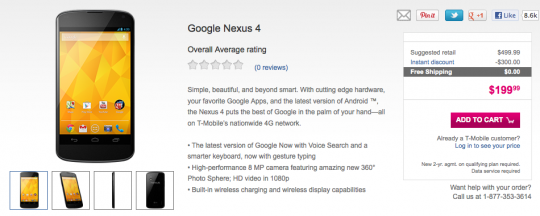 Google Nexus 4 T Mobile Google Nexus 4 available for just $200 with T Mobile