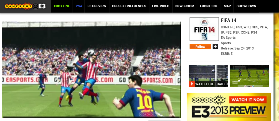 E3 2013's Demo of FIFA 14 on Xbox One