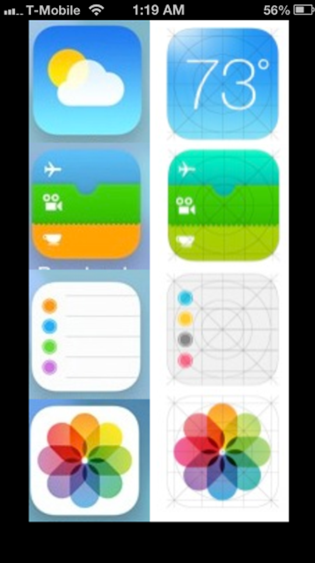 iOS 7 may appear as the icons on the right side of the photo when revealed later this Fall.