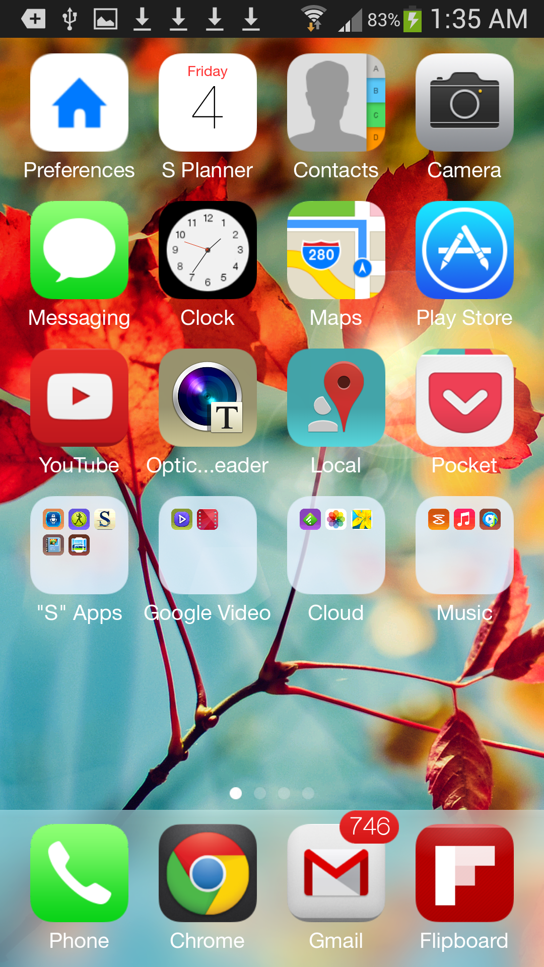 iOS 7 iLauncher on a Samsung Galaxy S4 Active