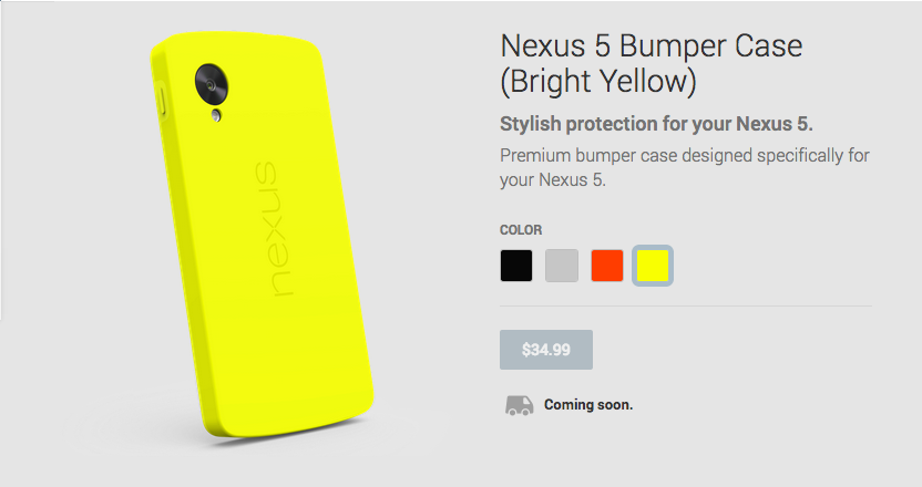Nexus 5 Yellow Bumper Case