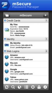 mSecure Password Manager iPhone App 