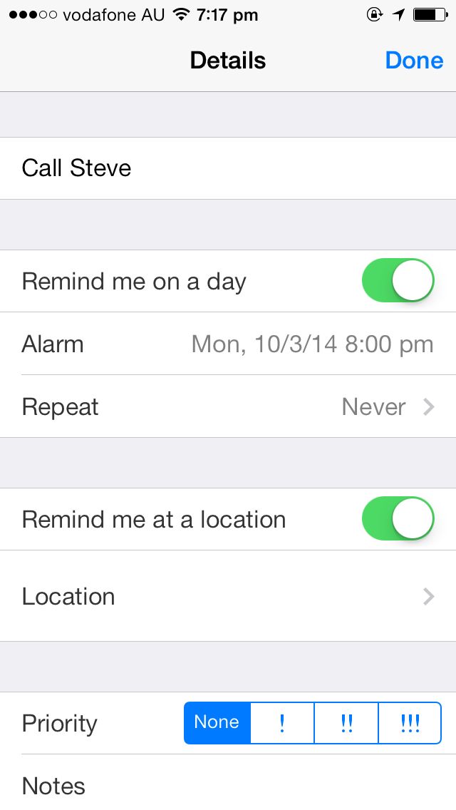 Location Based iOS 7 Reminders