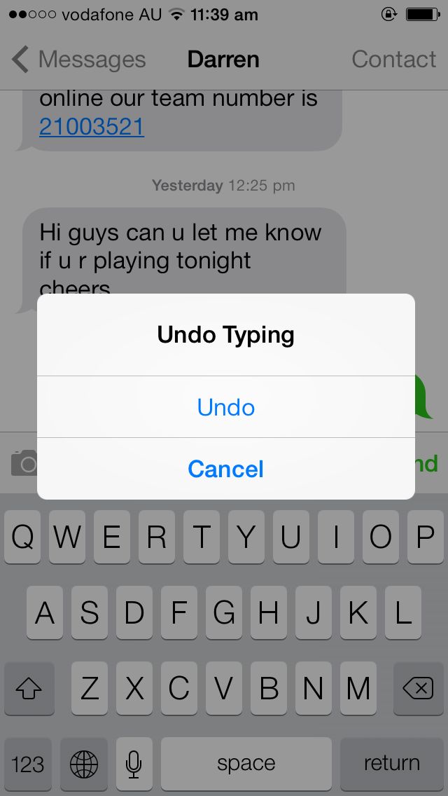 Shake to undo iOS 7