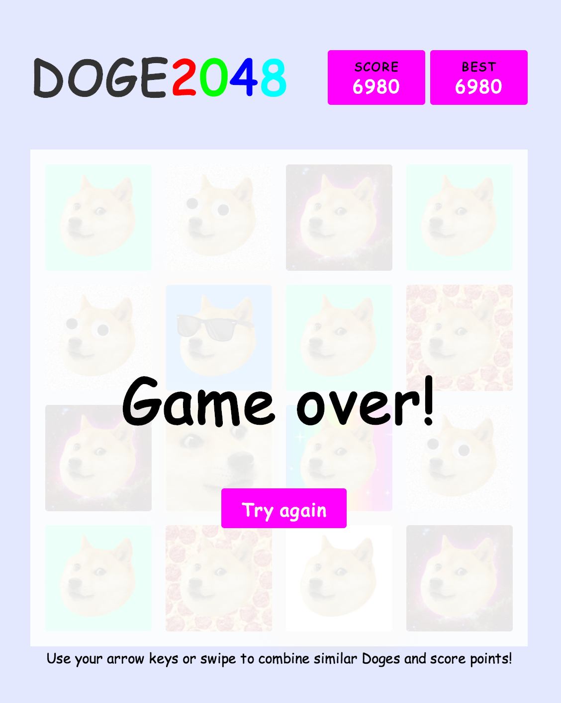 Doge2048 game