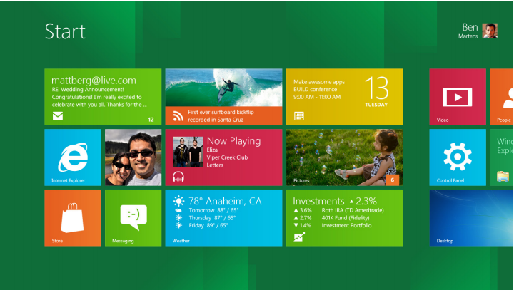 Windows 8 Desktop Home Screen