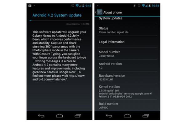 Android 4.2 Galaxy Nexus update