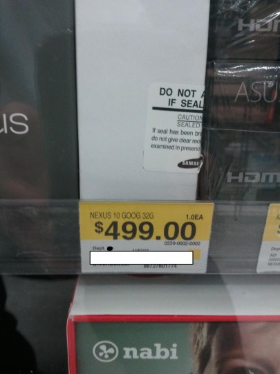 Google Nexus 10 Walmart