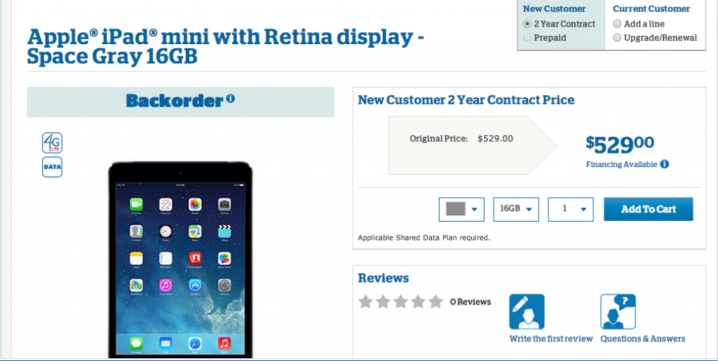 US Cellular iPad Mini Retina Now Available for $529