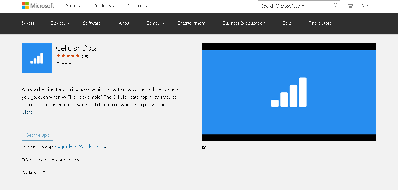 Cellular Data app by Microsoft
