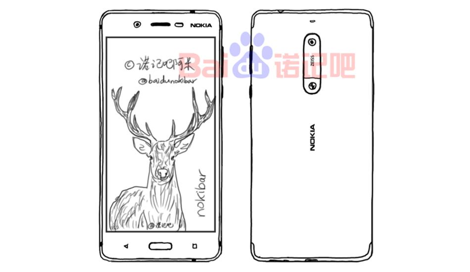 Image of the leaked design sketchups supposedly of the Nokia 8 and Nokia 7