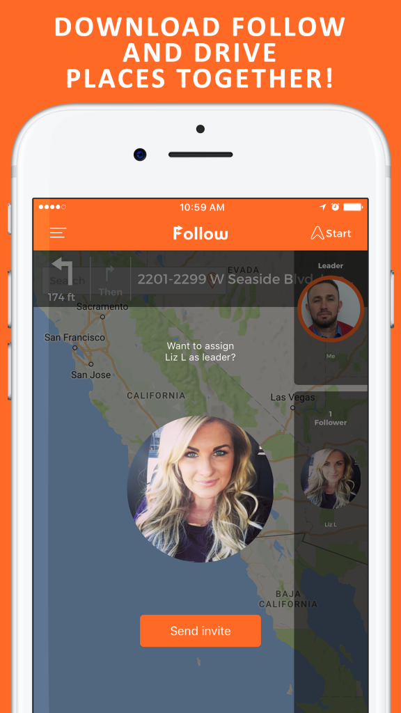 Image of Follow: Drive Together App Showing it's Interface