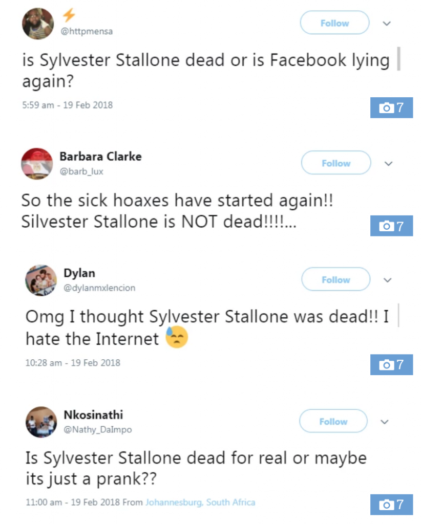 Sylvester Stallone is not dead