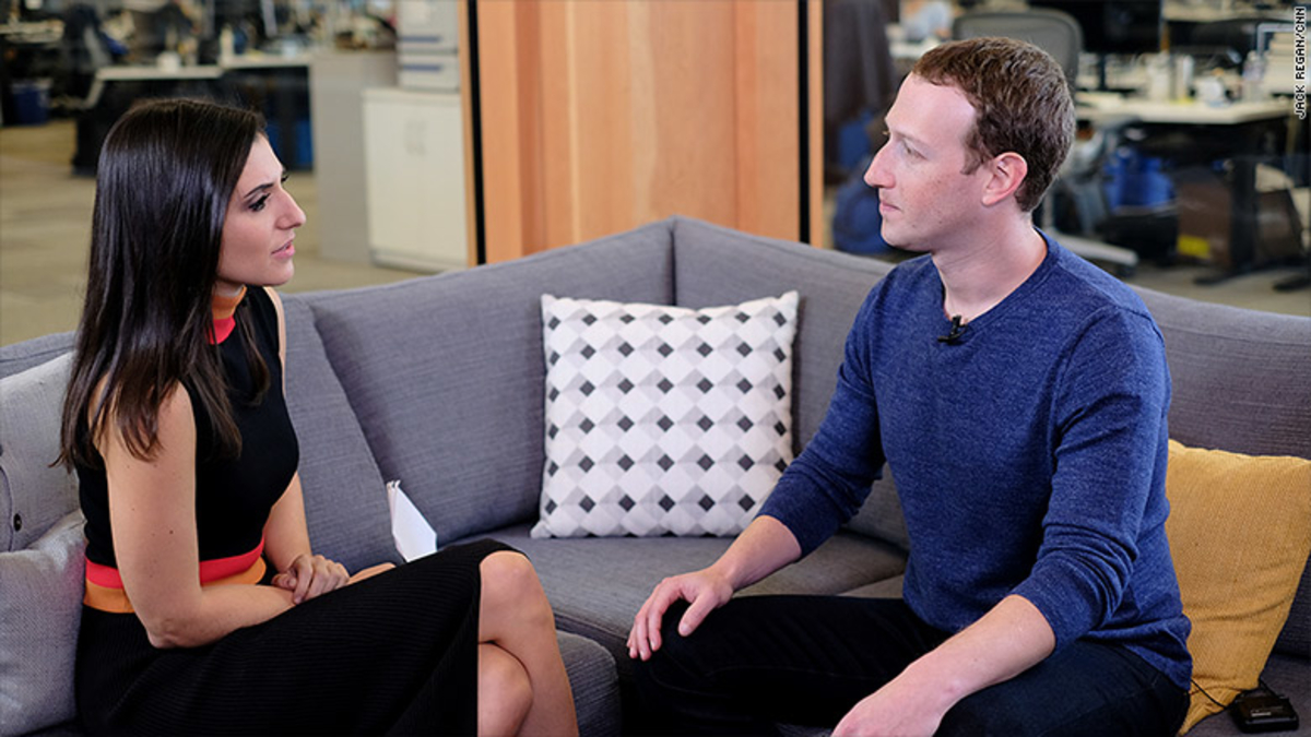 Mark Zuckerberg during an interview with CNN's Laurie Seggal