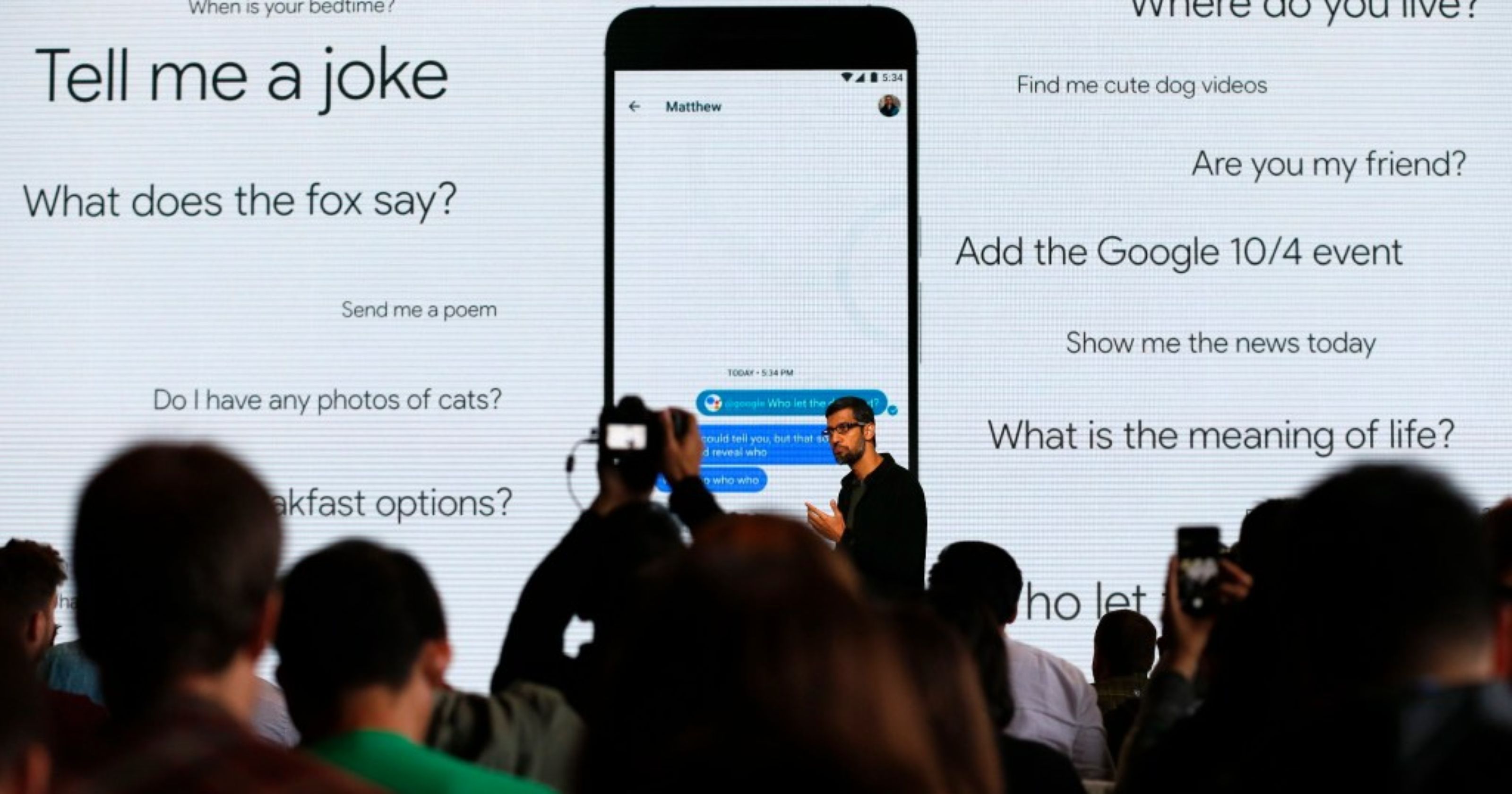 Sundar Pichai talking about Google Assistant