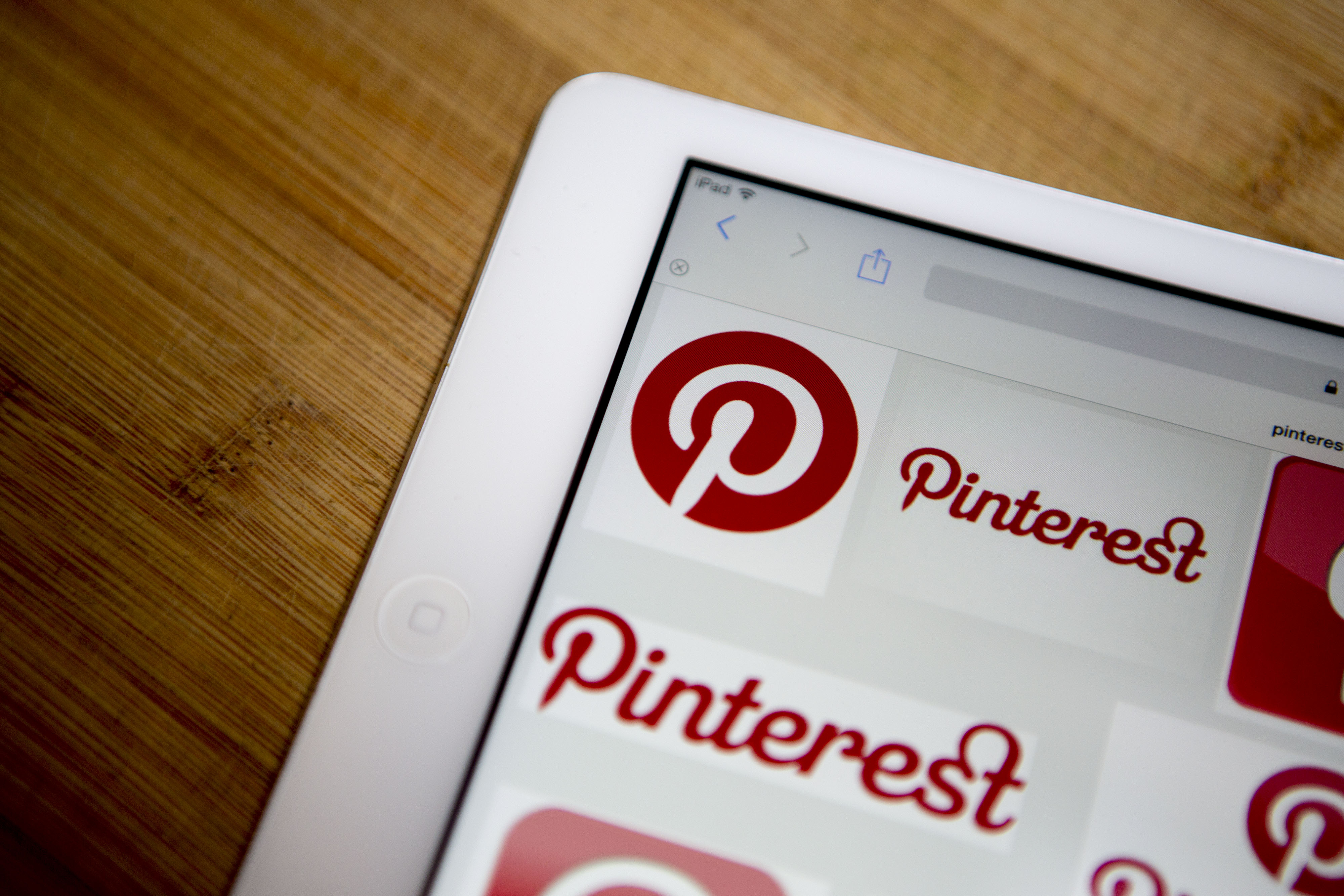 An image of Pinterest on an iPad