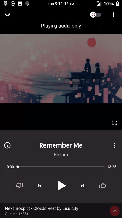 A gif of the working YouTube Music app
