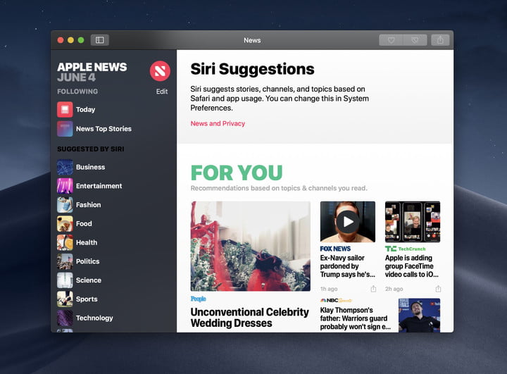 Apple News on macOS