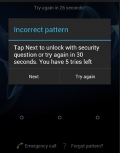 incorrect pattern android