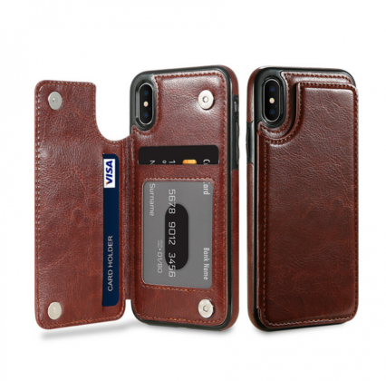 Brown Flip Leather Wallet Case