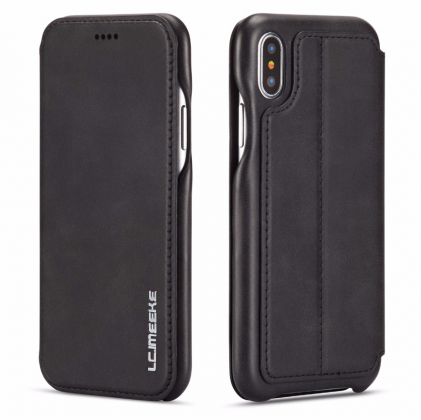 Flip Stand Leather Wallet Case Black Both sides