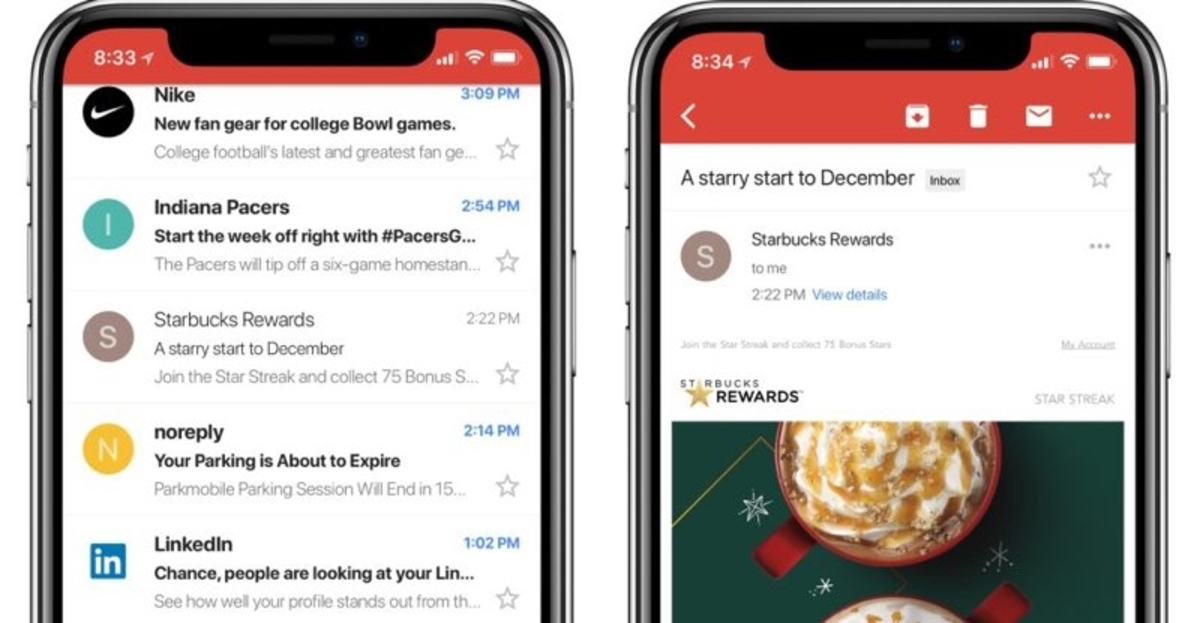 Gmail on the iPhone X