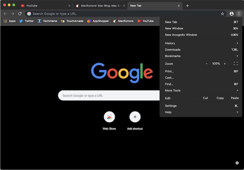 Google Chrome Dark Mode For macOS Mojave