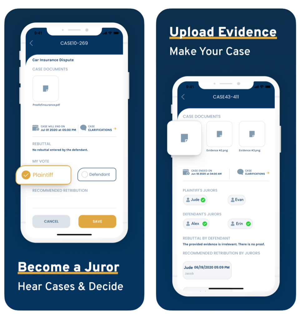 Jury App evidence upload