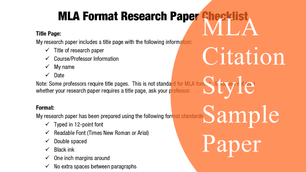 MLA Citation Style Sample Paper