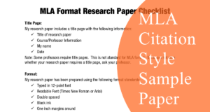 MLA Citation Style Sample Paper