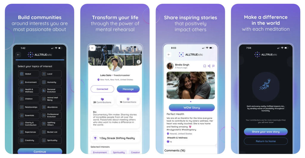 ALLTRUEistic App screenshots on iPhone