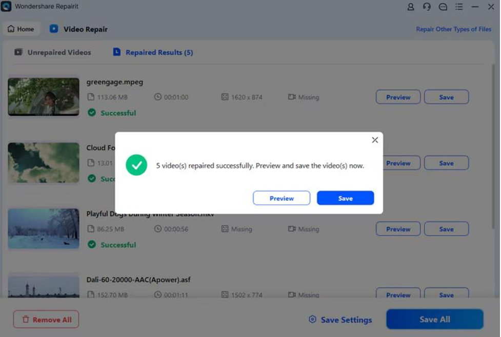 save repaired results to device