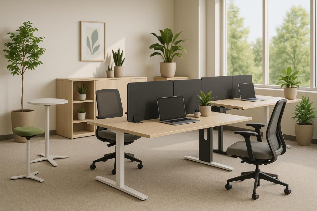 Ergonomic office furniture promoting employee wellness and positive workplace environment