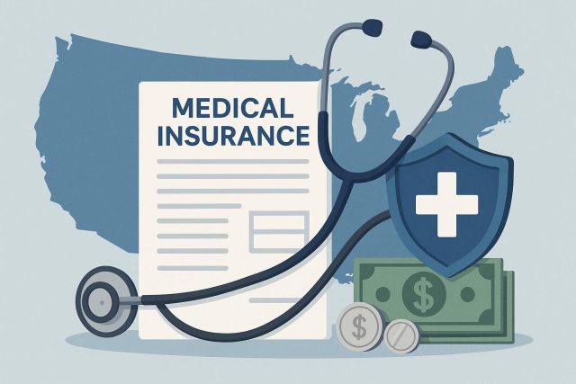 Understanding the Landscape of United States Medical Insurance: A Comprehensive Guide United States health insurance concepts with medical documents and stethoscope on desk