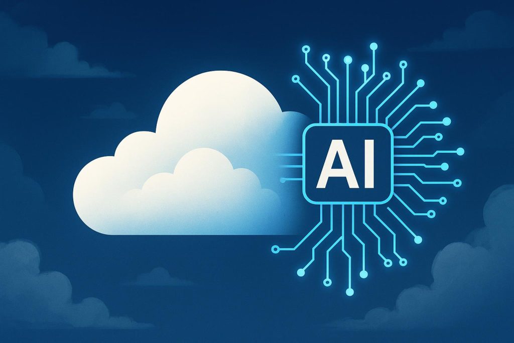 Cloud computing and artificial intelligence concepts connecting to business innovation and growth