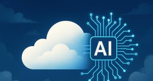Cloud computing and artificial intelligence concepts connecting to business innovation and growth