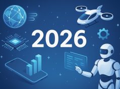 Futuristic digital devices and AI technology illustrating upcoming tech trends and innovations