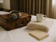 How To Bring the Comforts of Home When You Travel Cozy travel essentials arranged in a suitcase for a comfortable home-like travel experience