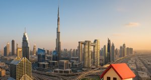 Dubai skyline with modern skyscrapers and waterfront, highlighting property investment opportunities