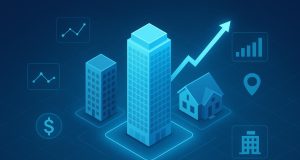 Digital real estate dashboard showcasing PropTech tools and analytics for investment decisions