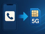 5G SIM card with smartphone highlighting fast mobile data and number porting ease