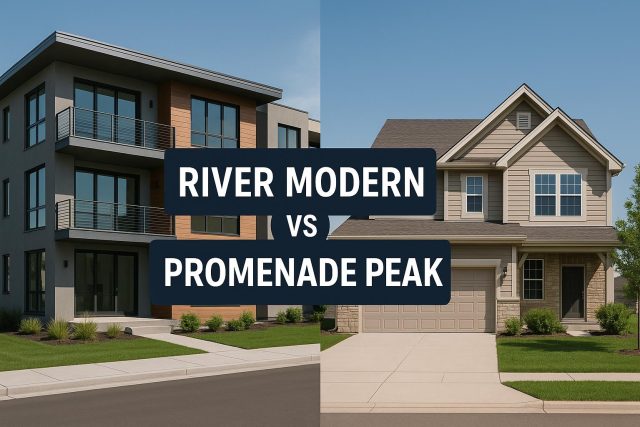 River Modern vs Promenade Peak: Property Investment Comparison Modern apartments of River Modern and Promenade Peak side by side for property investment comparison