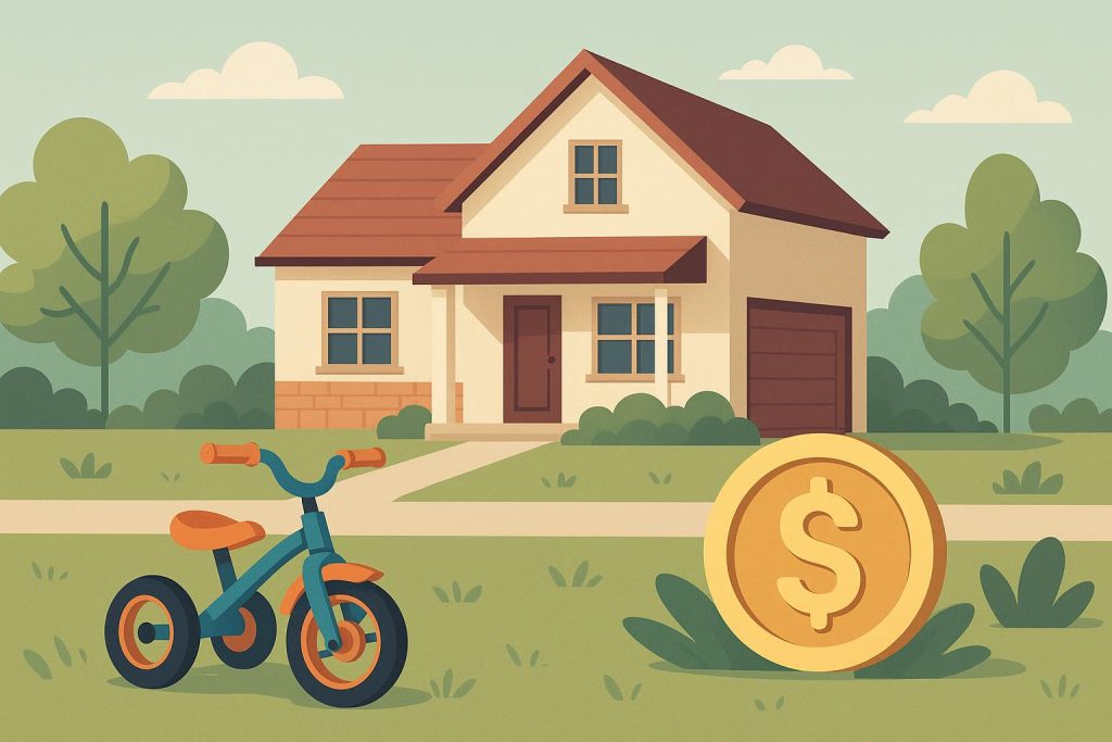 Modern family home in a suburban neighborhood promoting real estate investment for young families