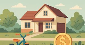 Modern family home in a suburban neighborhood promoting real estate investment for young families