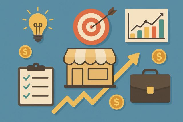 Top Tips for Small Business Success Small business owner reviewing financial documents at desk in modern office workspace