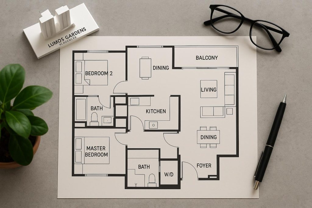 Lentor Gardens Residences floor plan layout highlighting functional urban living spaces
